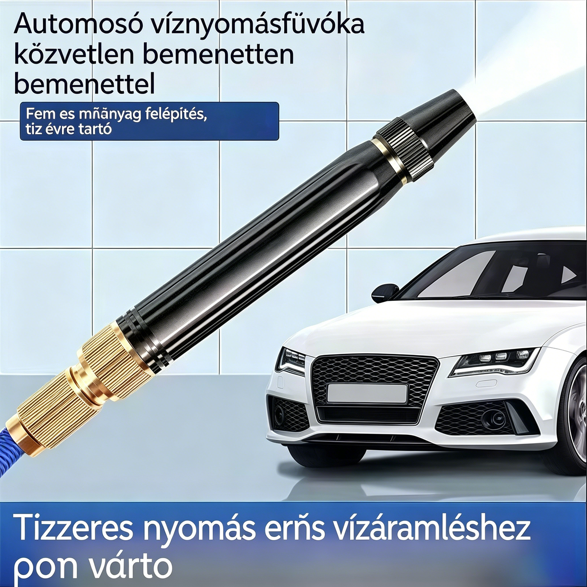 🚿 🔥A különleges ajánlat utolsó napja!! 🔥💧 Nagynyomású vízpisztoly - autómosáshoz, kertészkedéshez, 10x nyomás, több funkció ⚡