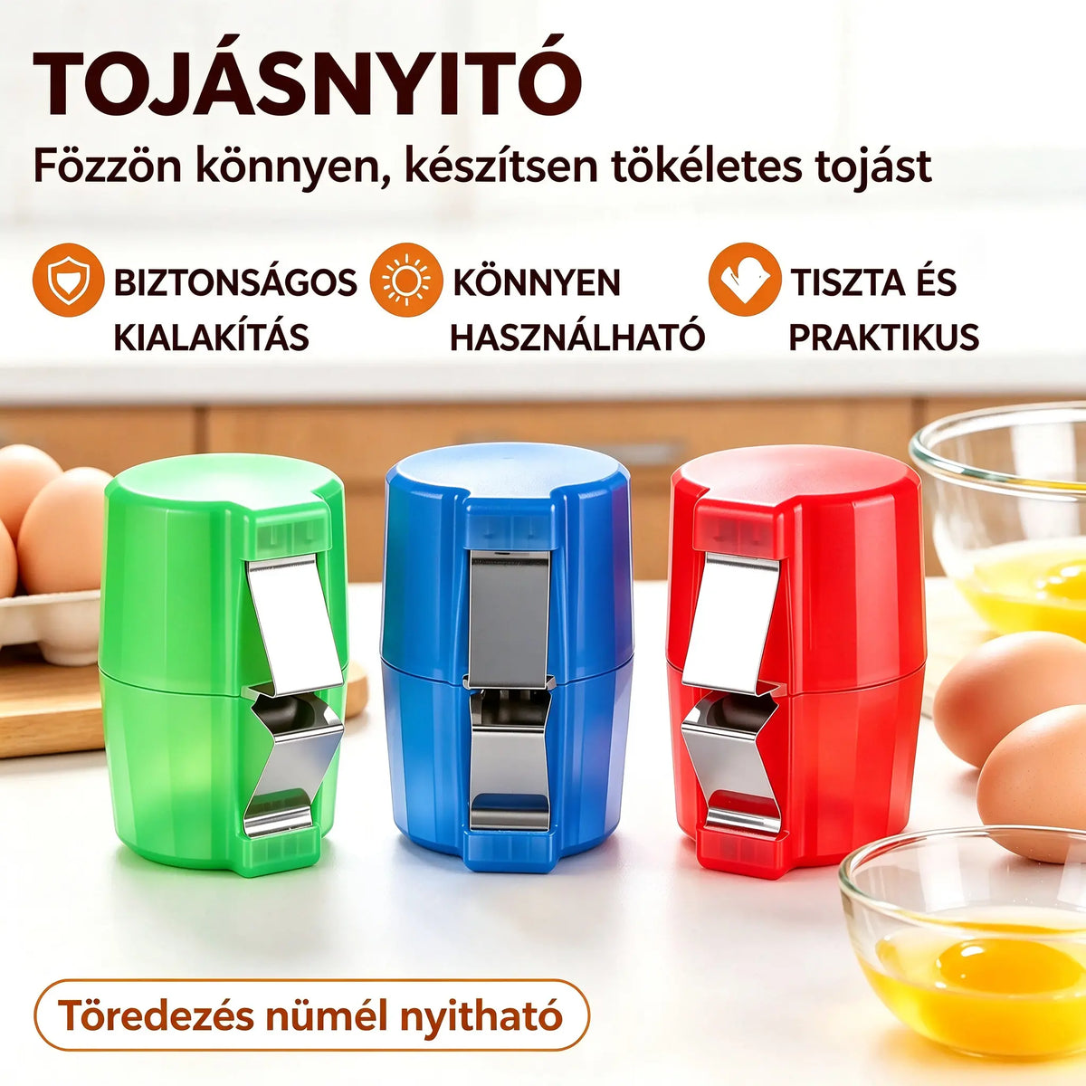 【3 darabos készlet】🍳 Gyors tojásfelverő: Nagy mennyiségű tojás gyorsabb és tisztább feldolgozása 🔥