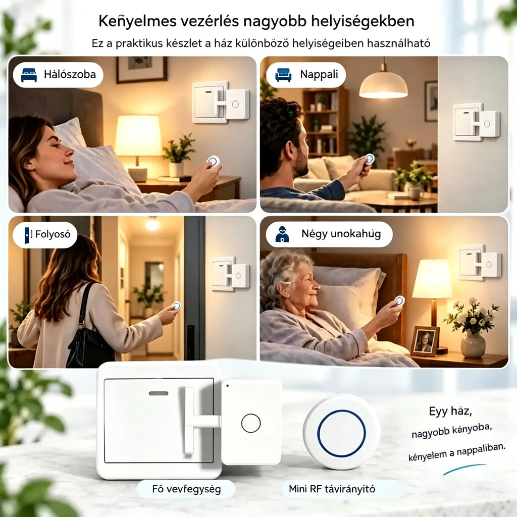 📱💡 Intelligens vezeték nélküli vezérlő a világítás távoli fel- és lekapcsolásához, vezetékezés nélkül.
