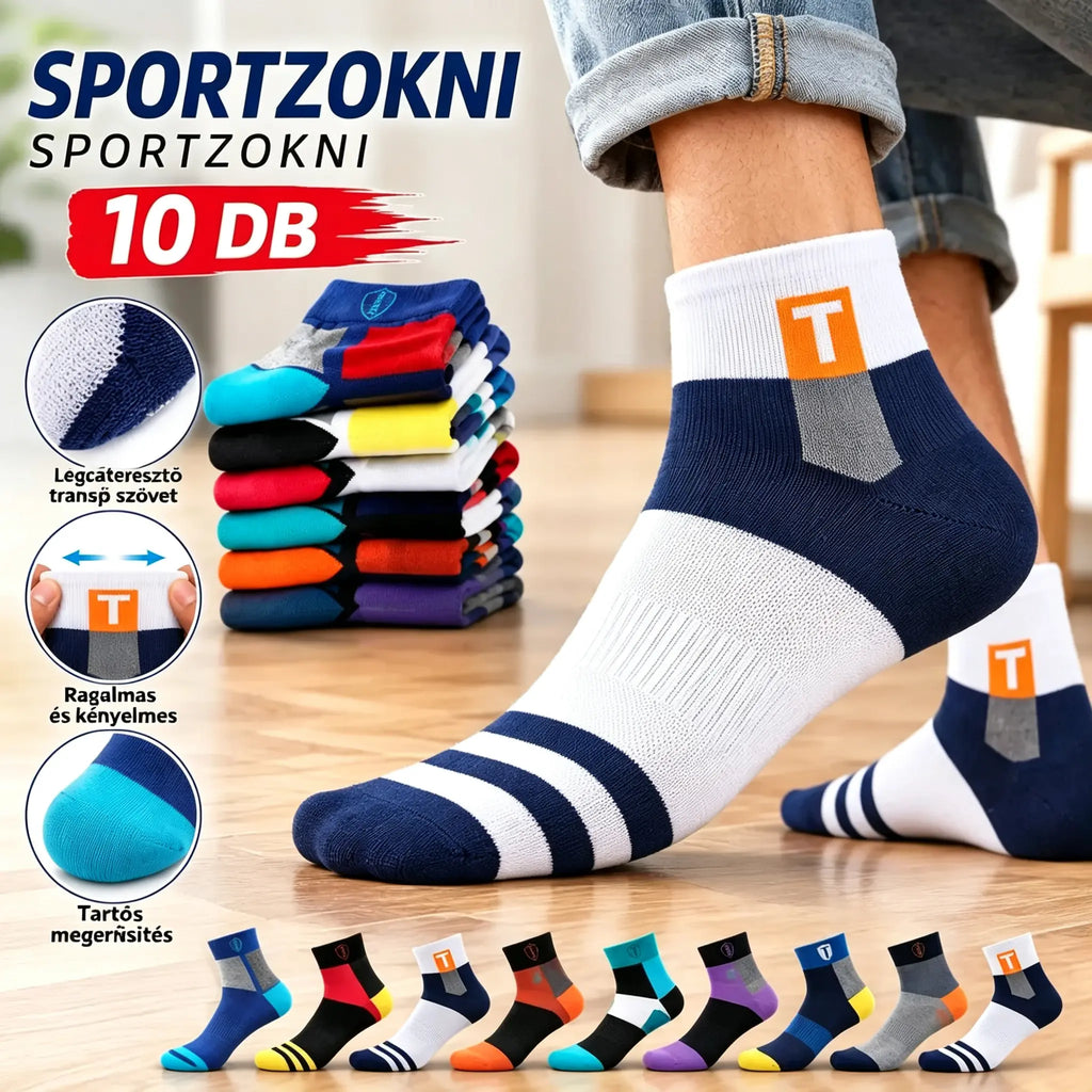 🔥【Vegyél 5-öt, kapj 5-öt ajándékba!】Férfi sportzokni – légáteresztő, szagsemlegesítő és izzadságelvezető